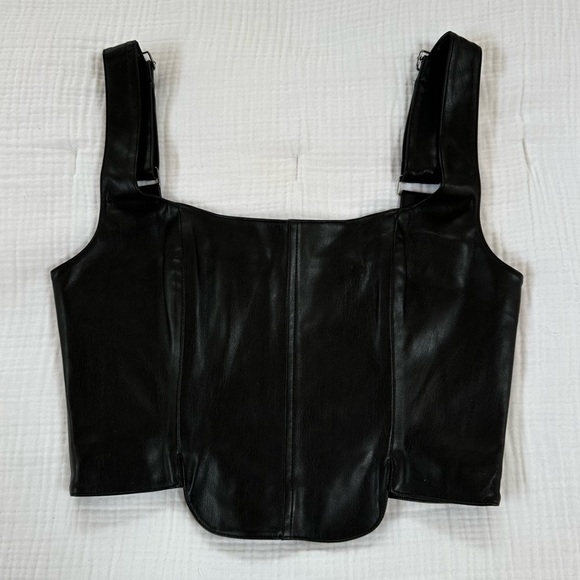 NBD Genuine Leather Corset Bustier Cropped Top Small S - Picture 1 of 8
